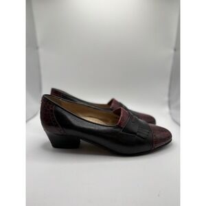 Isabella Vero Cuoio Italy Women's Red Black Leather Mary Jane Sandals Shoes Pump